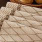 Textured Woven Table Runner with Fringe Trim and Neutral Stripe Pattern 47x11.8 in