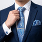 Men's Paisley Floral Tie Gift Set with Matching Pocket Square Cufflinks and Silver Tie Clip