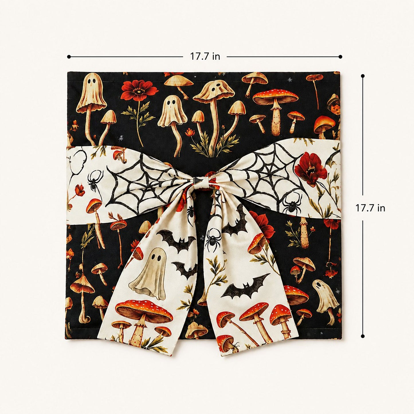 Halloween Throw Pillow Cover with Decorative Bow 18 x 18 Inch