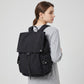 Canvas Flap Backpack with Drawstring Closure Side Pockets and Adjustable Shoulder Straps