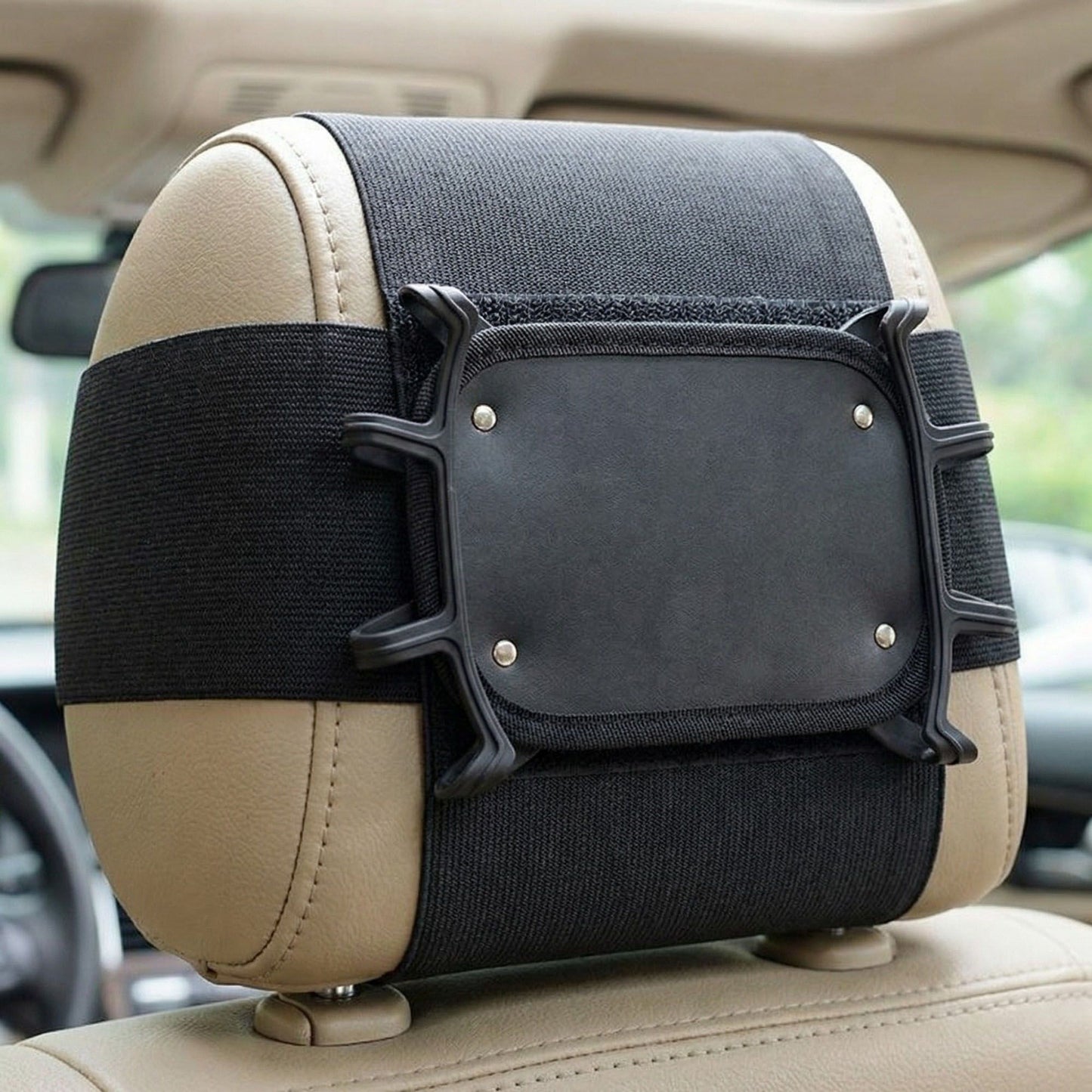 Car Headrest Tablet Holder Adjustable Strap Mount for Kids Travel Backseat Device Stand