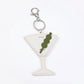2-Piece Womens Faux Leather Bag Charm Keychain with Metal Clip Ring and Stitched Detail
