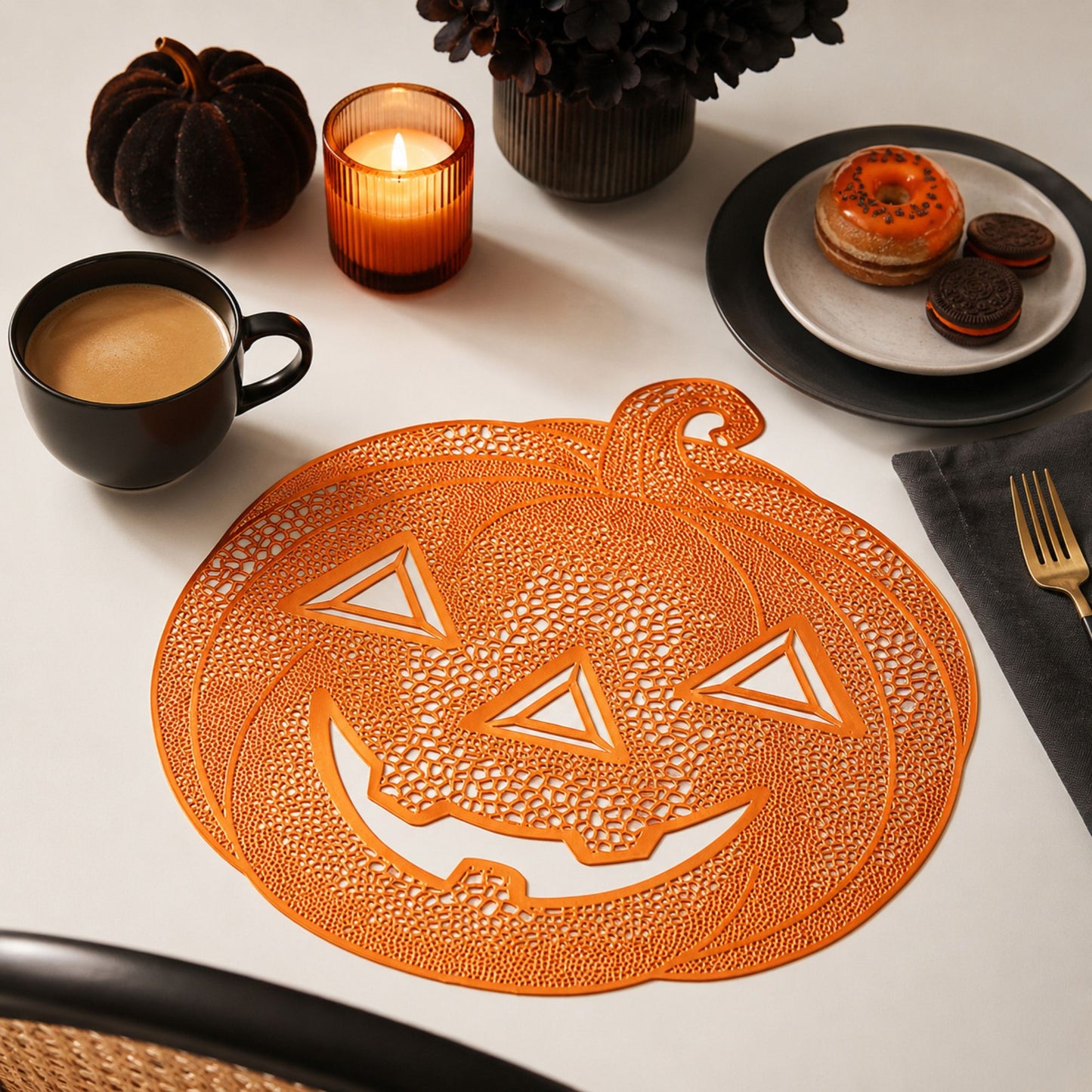 Halloween Pumpkin Cutout PVC Waterproof Non-Slip Placemat