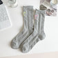 Adorable Bow-Embroidered Ribbed Ankle Socks 5Pk