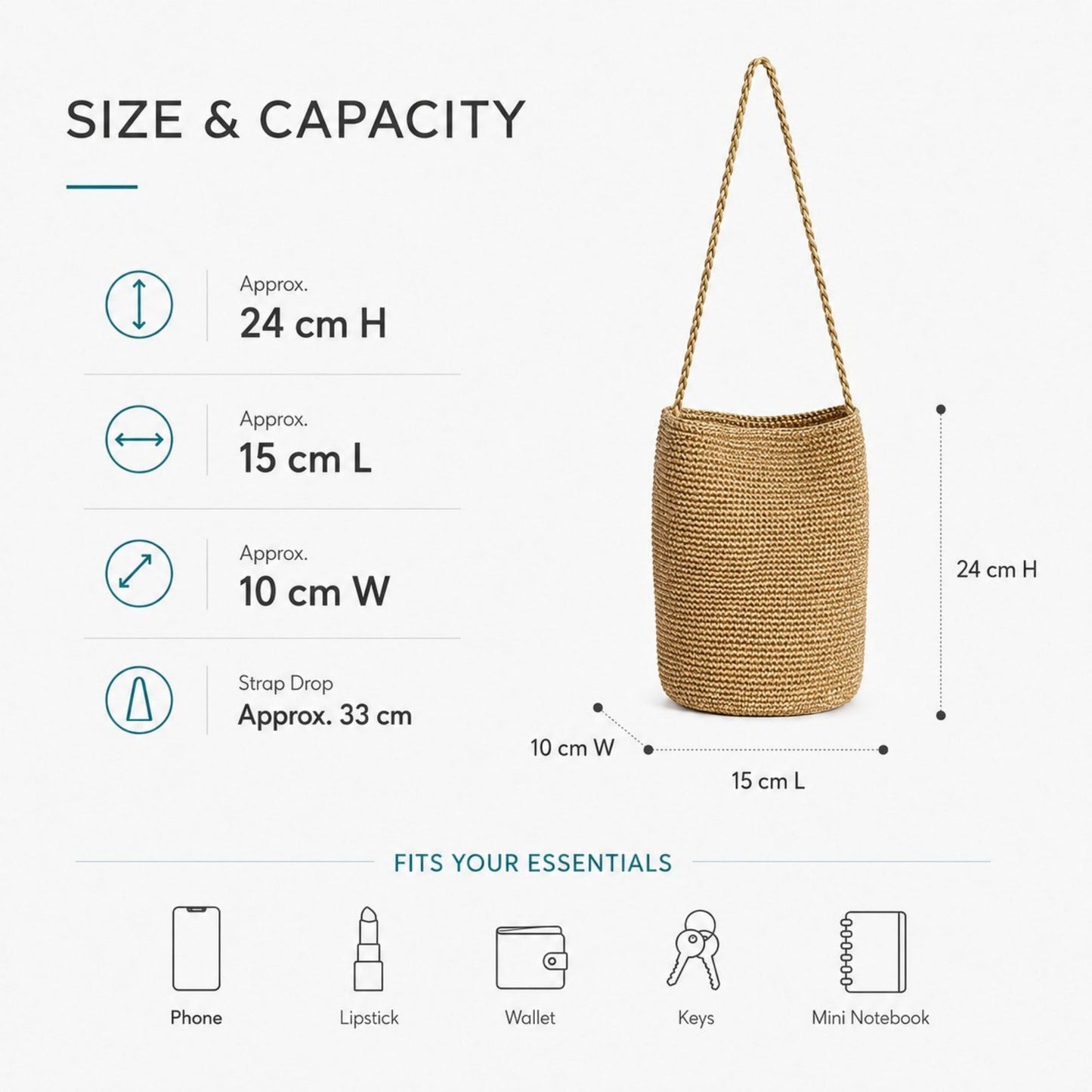 Shimmery Woven Bucket Shoulder Bag Blue Small Crossbody Purse with Braided Strap for Daily Essentials