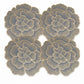 4 Pack Floral Round PVC Placemats Gold Trim Washable Heat Resistant Table Mats