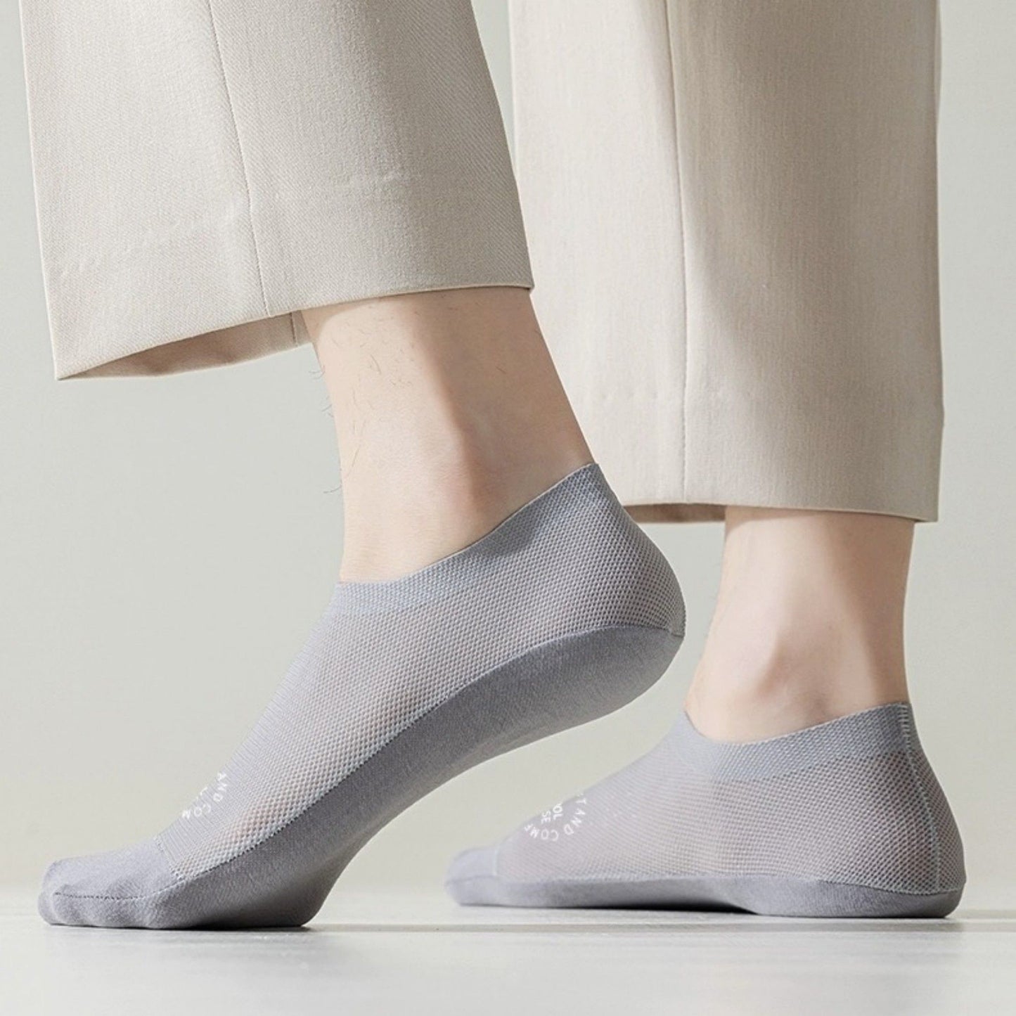 Men's No-Show Mesh Socks with Non-Slip Silicone Heel Grip and Breathable Low-Cut Design 3-Pack