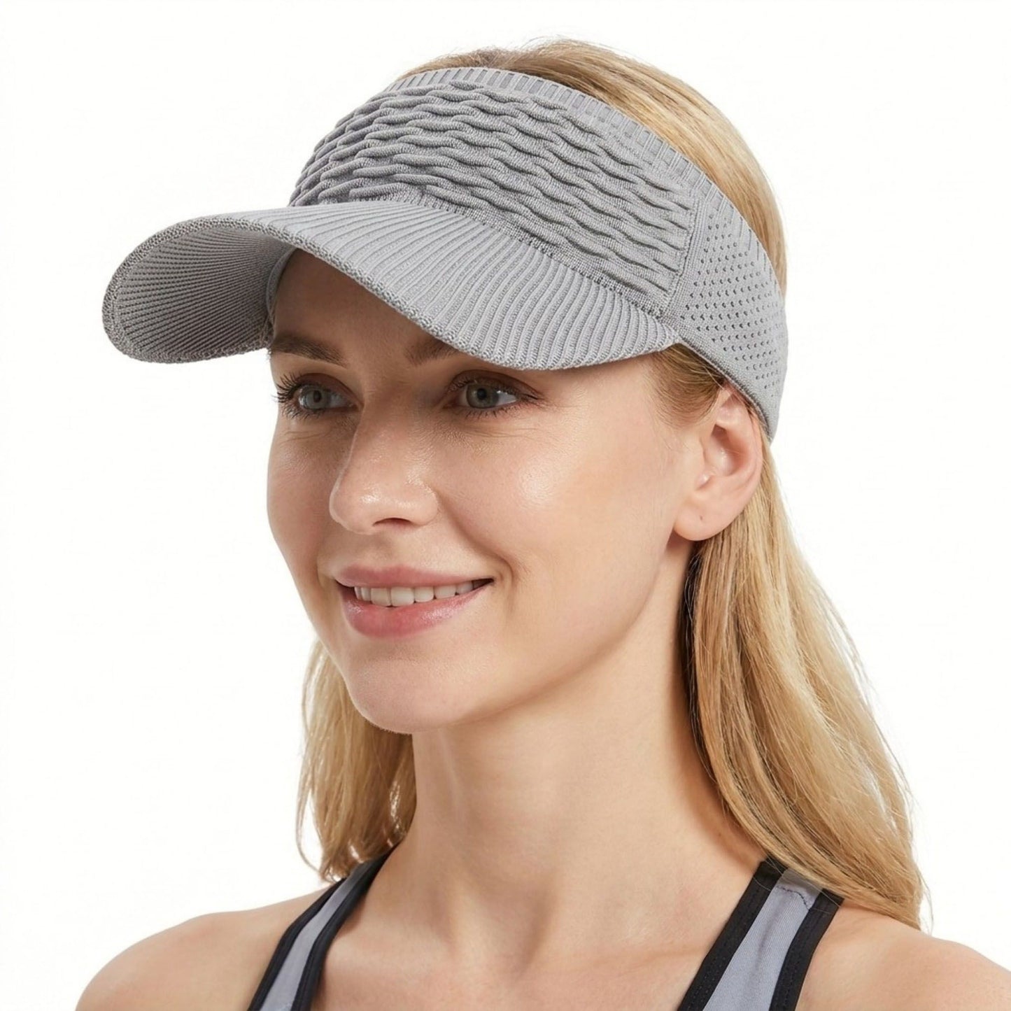 Women's Knit Visor Hat Breathable Stretch Sun Visor Cap Lightweight Athletic Hat