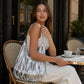 Fringe Shoulder Bag Beige Suede Look Boho Hobo Purse with Long Strap