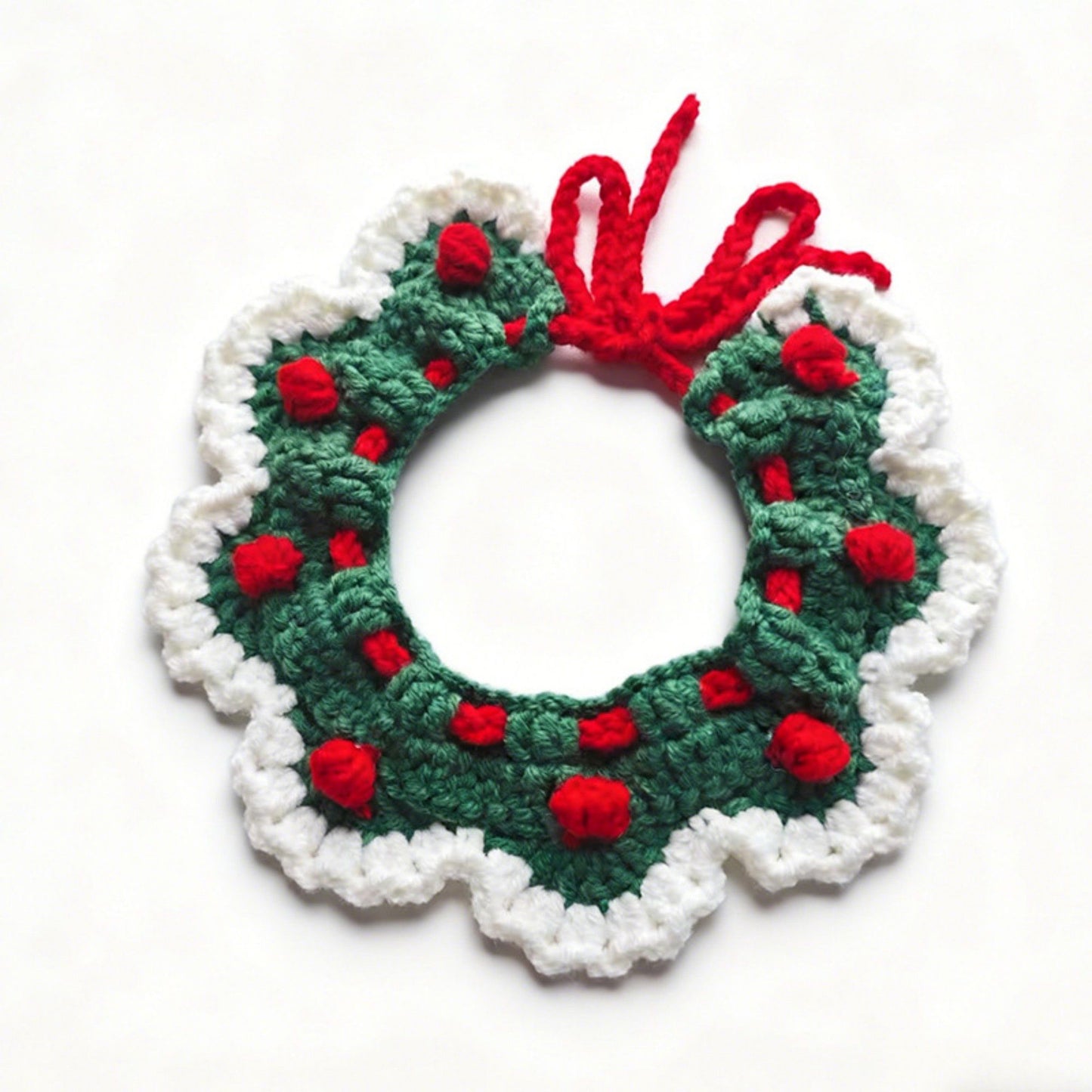 Pet Crochet Collar with Pom-Pom Decorative Neck Accessory for Dogs and Cats