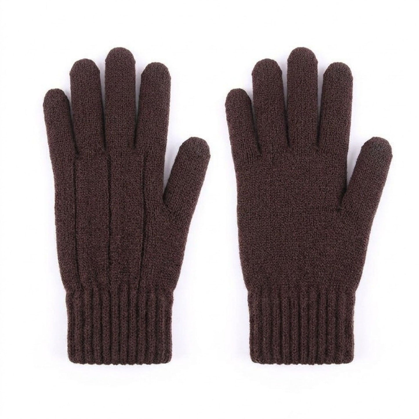 Knit Winter Gloves with Ribbed Cuffs 7.8 x 3.3in