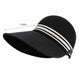 Woven Wide Brim Visor Hat with Striped Band Mesh Crown Adjustable Back Strap