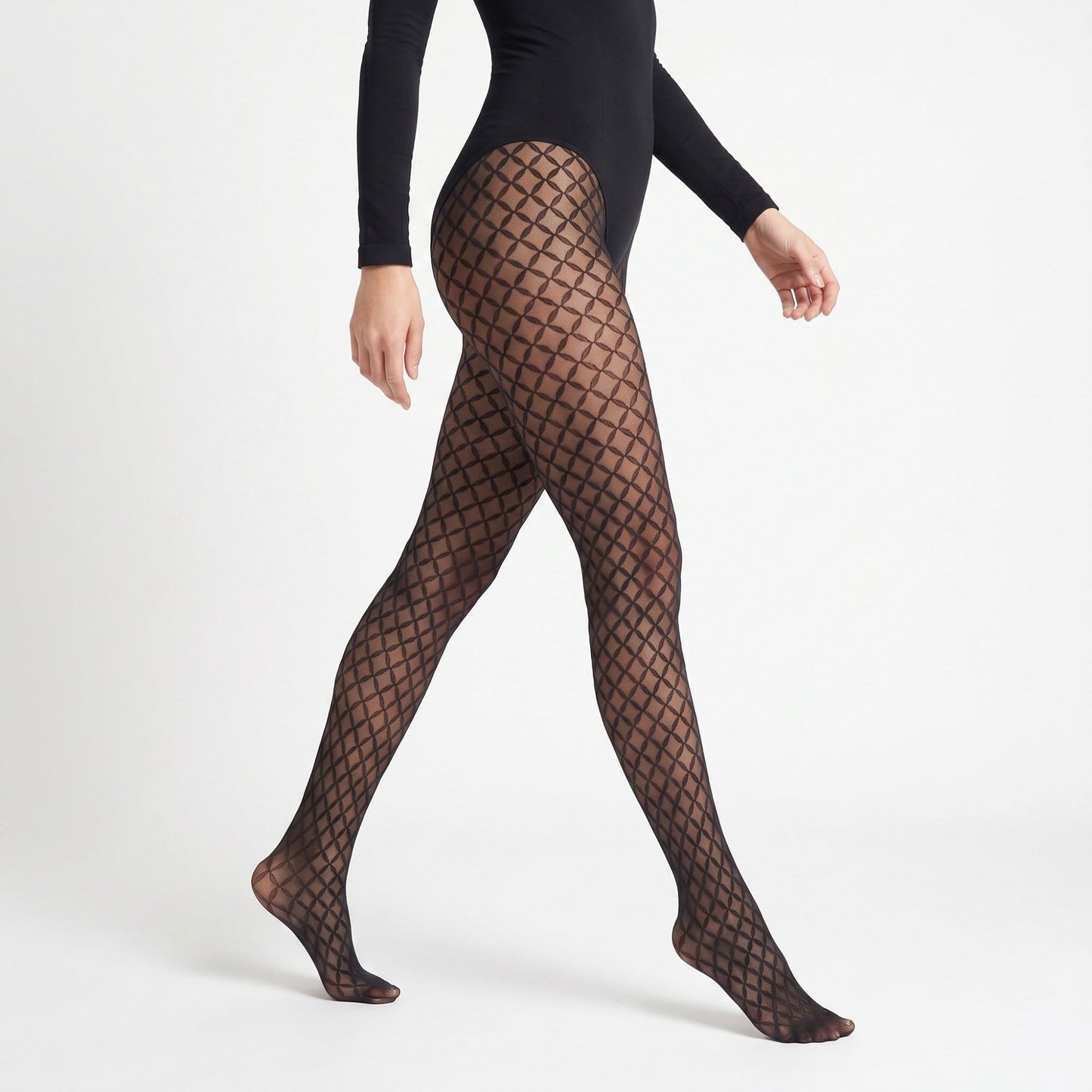 2-Piece Diamond Pattern Sheer Tights