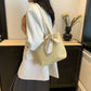 Straw Woven Tote Bag with Bow Accent - Lightweight Summer Shoulder Bag
