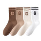 4-Pair Pack Ribbed Cotton Crew Socks with Striped Cuffs and G Letter Detail in Neutral Athletic Color Combinations