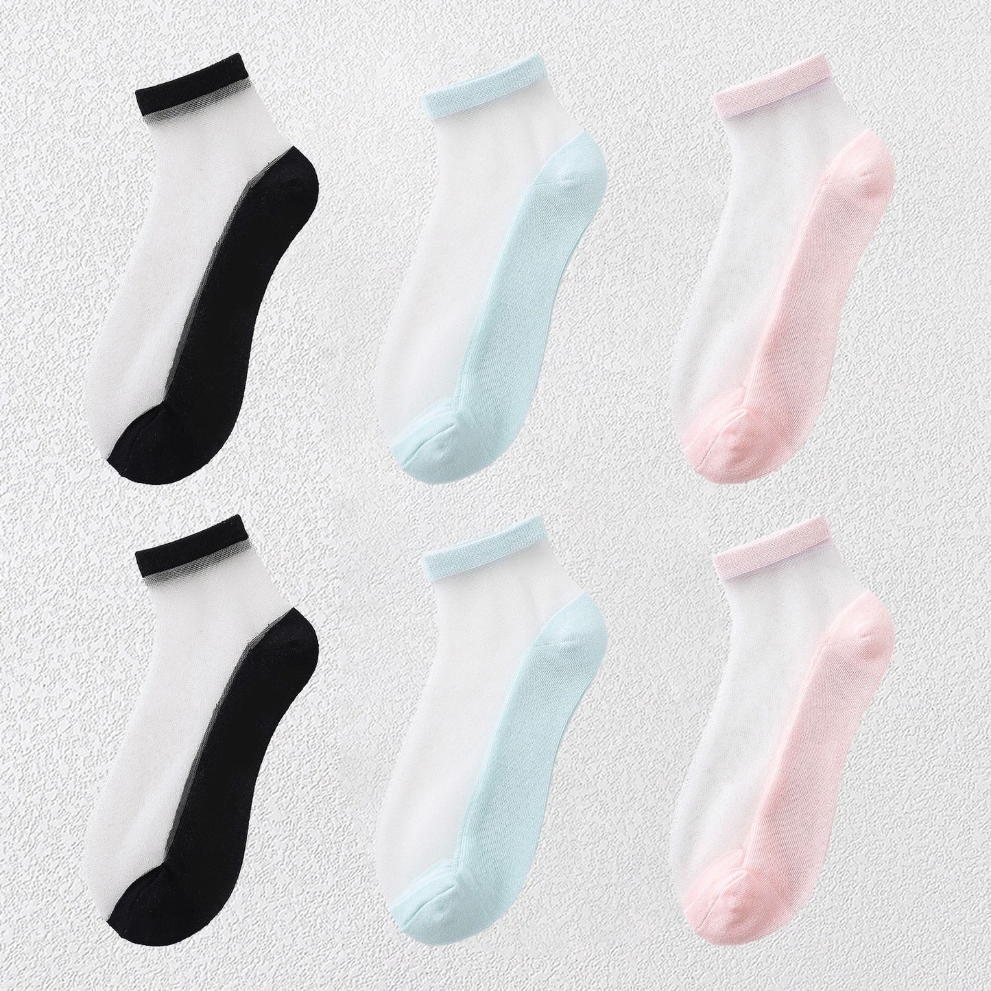 Chic Summer Thin Ankle Socks Soft for Casual 6Pk