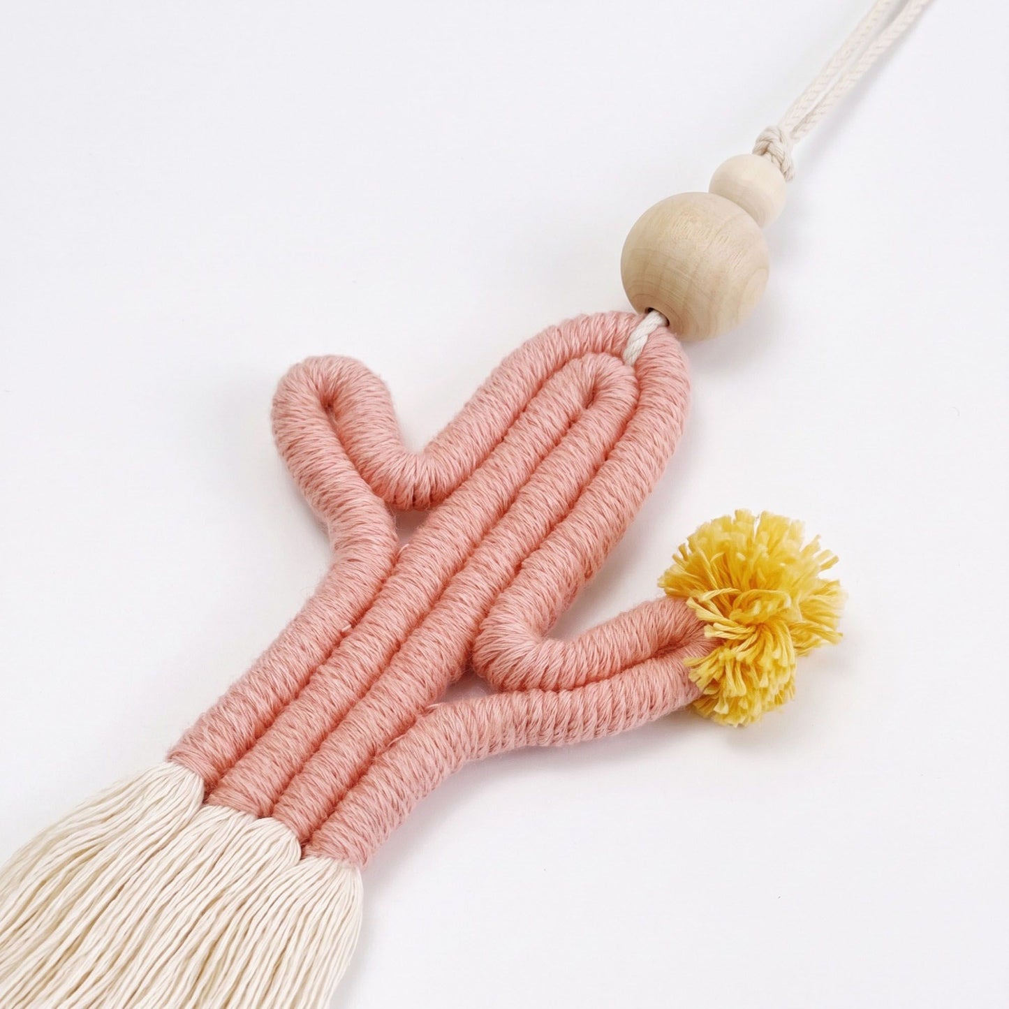 Cactus Macrame Keychain with Tassel Bag Charm