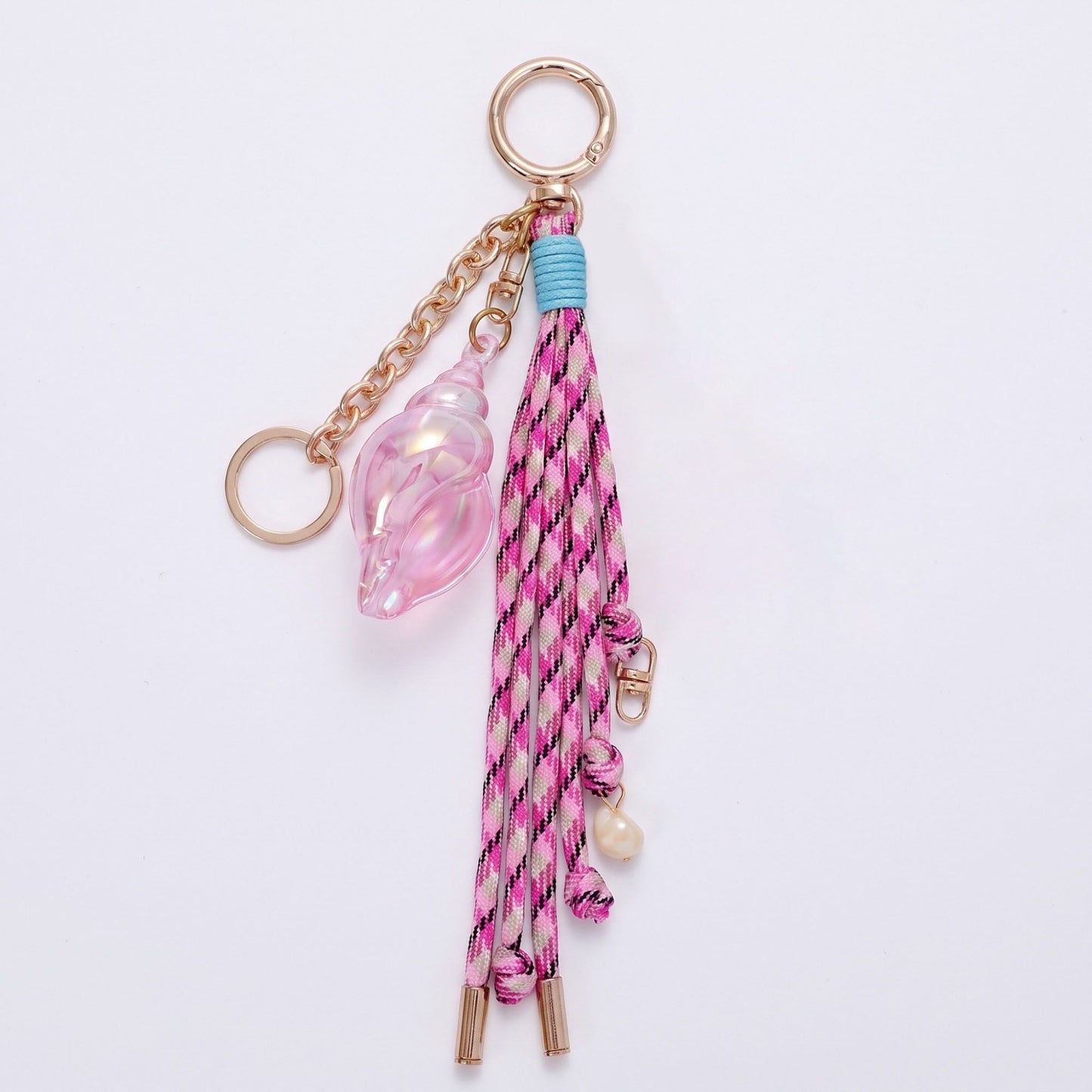 Coastal Seashell Tassel Bag Charm Keychain