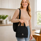 Double Compartment Insulated Lunch Bag with Top Handle and Zipper Closure