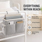 Hanging Bedside Storage Caddy with Hooks and Multiple Pockets Bed Rail Organizer