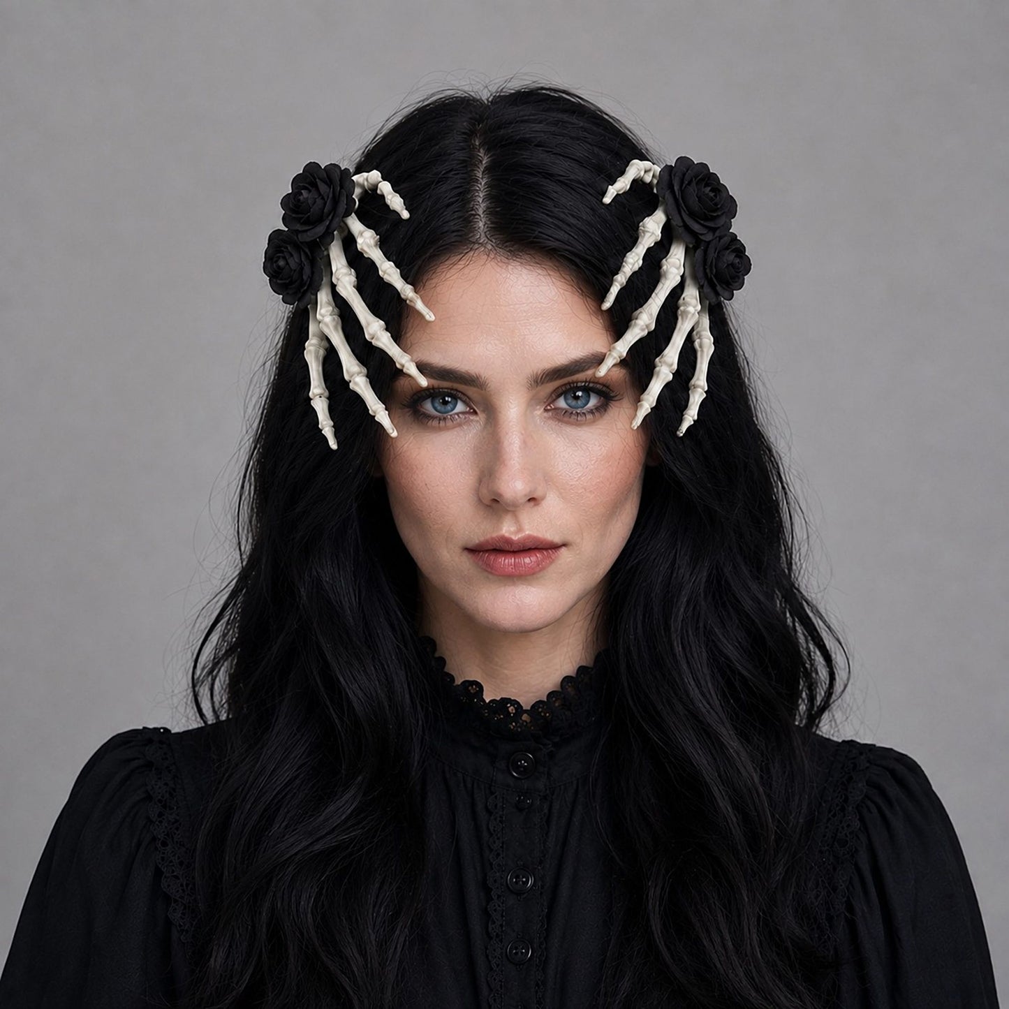 Halloween Skeleton Hand Rose Hair Clips 2pc
