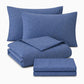 4-Piece Cotton Washed Bedding Set with Duvet Cover Flat Sheet and Pillowcases Textured Woven Finish