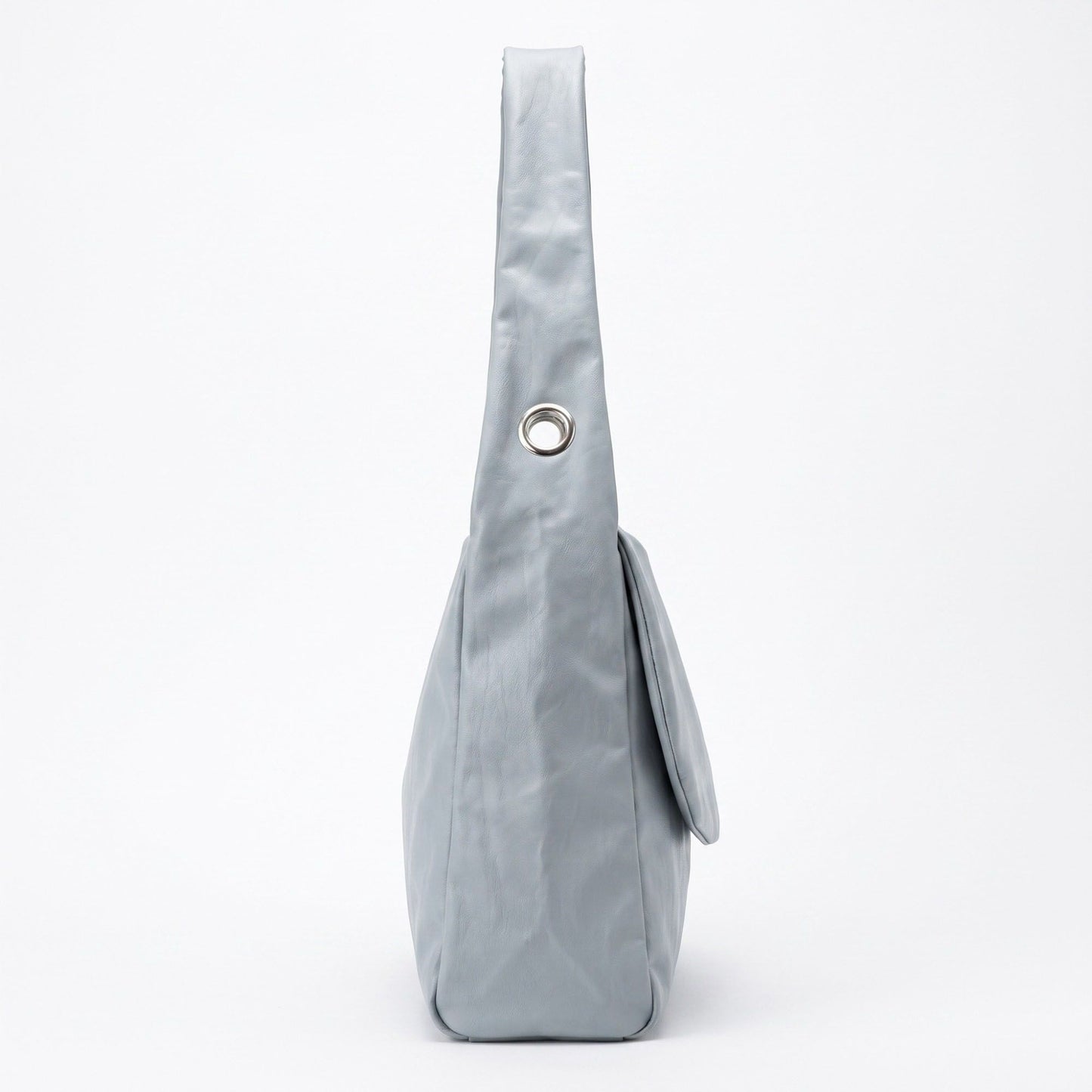 Flap Hobo Bag with Grommet Strap and Wide Shoulder Handle 11.8x9.5x4in