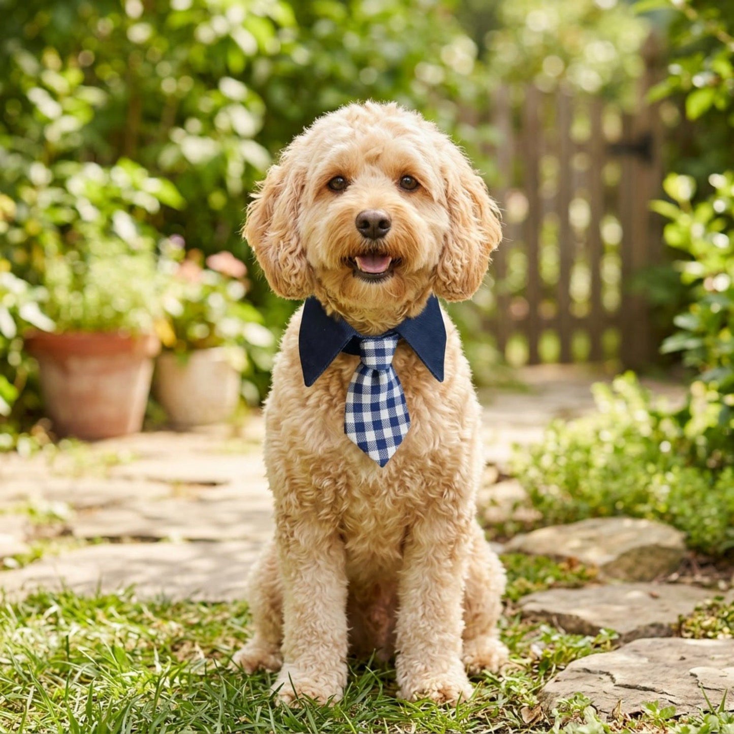 Plaid Pet Necktie Collar, Soft Cotton Gentleman Style Gingham Tie for Small Medium Dogs Cats