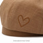 Heart Embroidered Newsboy Cap Textured Baker Boy Hat
