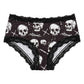 2 Pack Skull Print Lace Trim Hipster Underwear