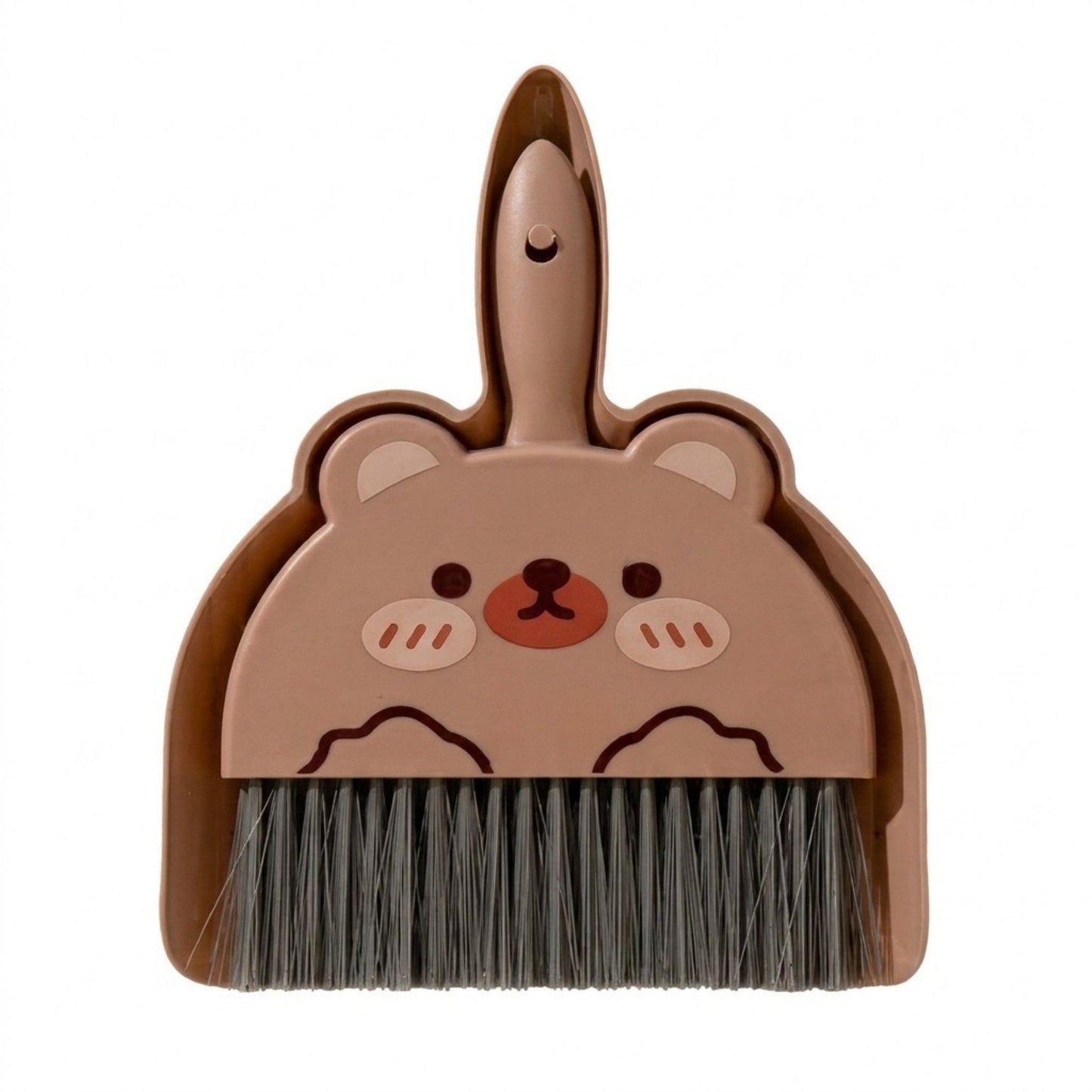 2-Piece Mini Dustpan and Brush Set with Animal Face Design for Tabletop Cleaning