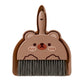 2-Piece Mini Dustpan and Brush Set with Animal Face Design for Tabletop Cleaning