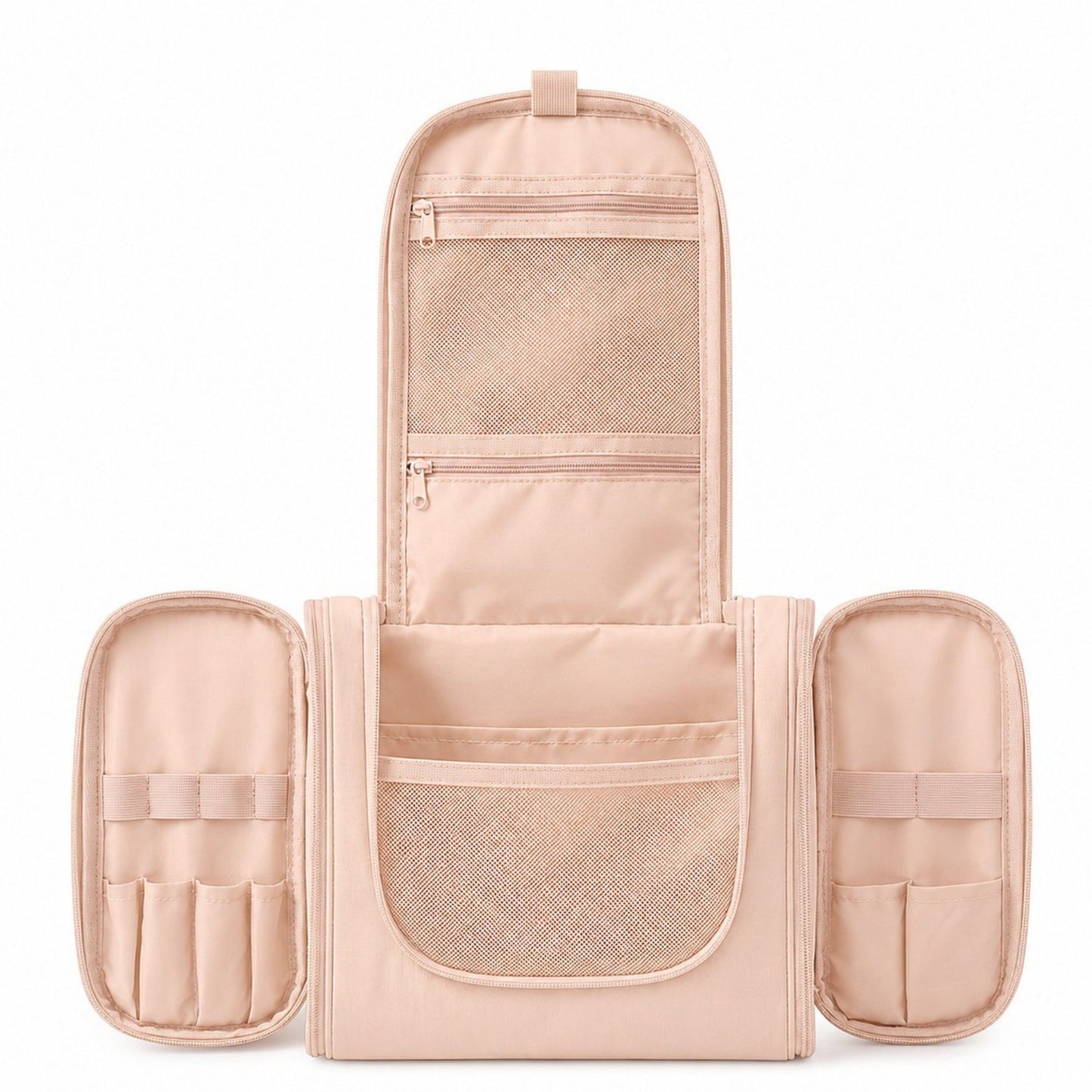 Hanging Toiletry Bag Travel Cosmetic Organizer with Mesh Pockets Side Compartments and Carry Handle