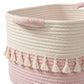 Rope Storage Basket with Tassel Trim and Handles