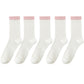 5 Pairs Women's Breathable Lace-Knit Crew Socks with Colored Cuffs Soft Lightweight Anti-Odor for Casual Wear