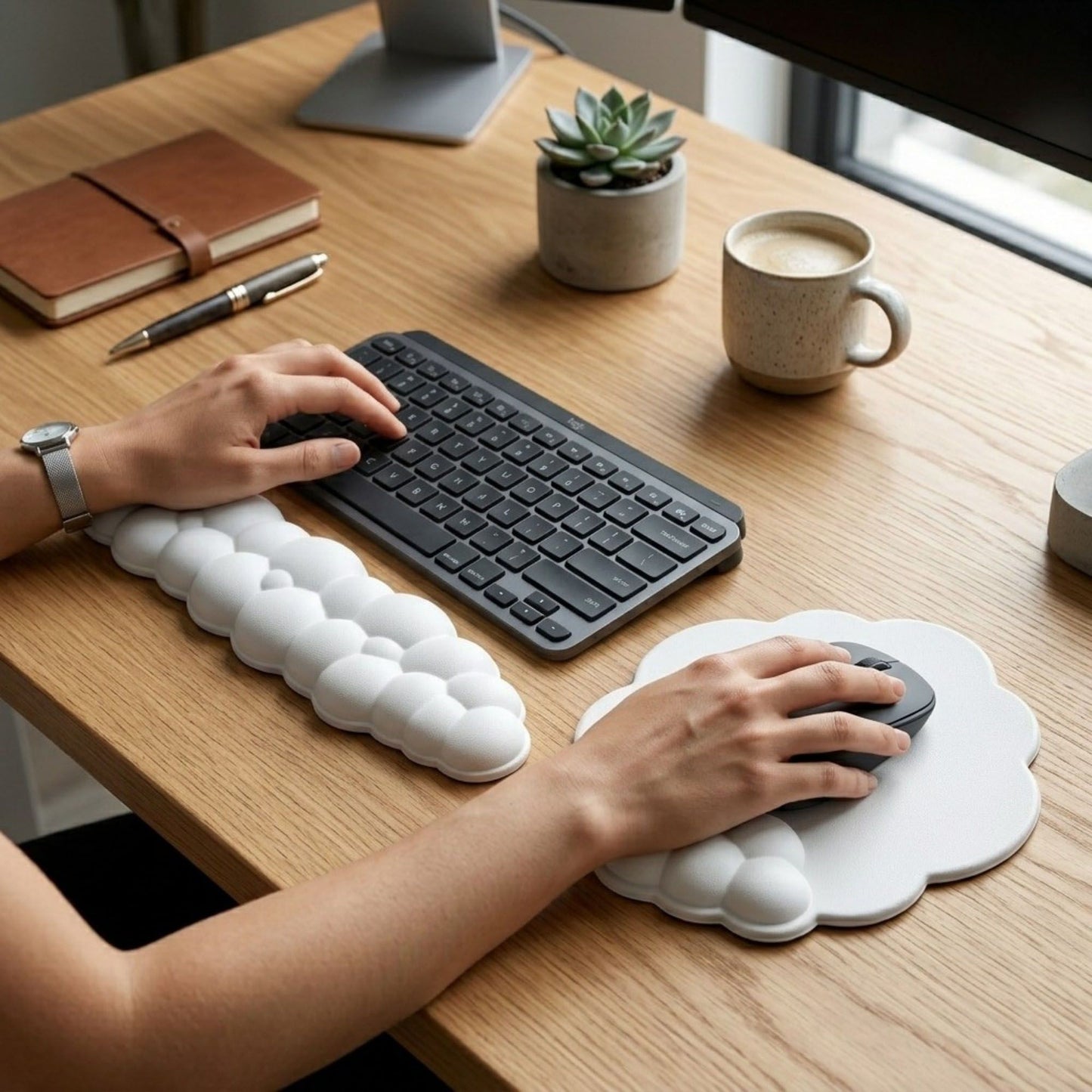 Ergonomic Keyboard Wrist Rest Mouse Pad Set Soft Support Cushion for Office Desk Comfort