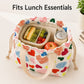 Printed Drawstring Lunch Tote with Top Handles