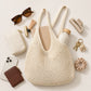 Crochet Tote Bag Red Open Knit Shoulder Bag Large Capacity Hobo Purse