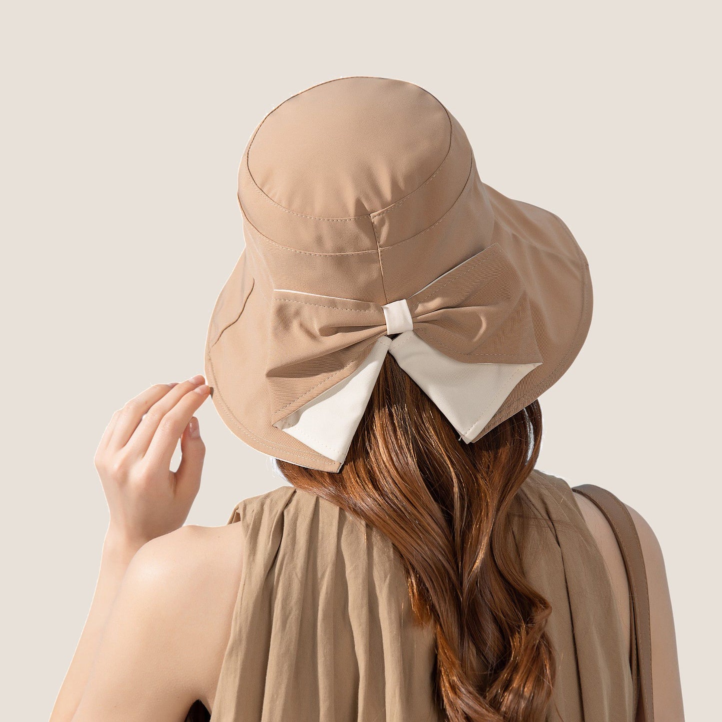 Wide Brim Bucket Hat Back Bow Detail for Sun Protection and Stylish Summer Looks