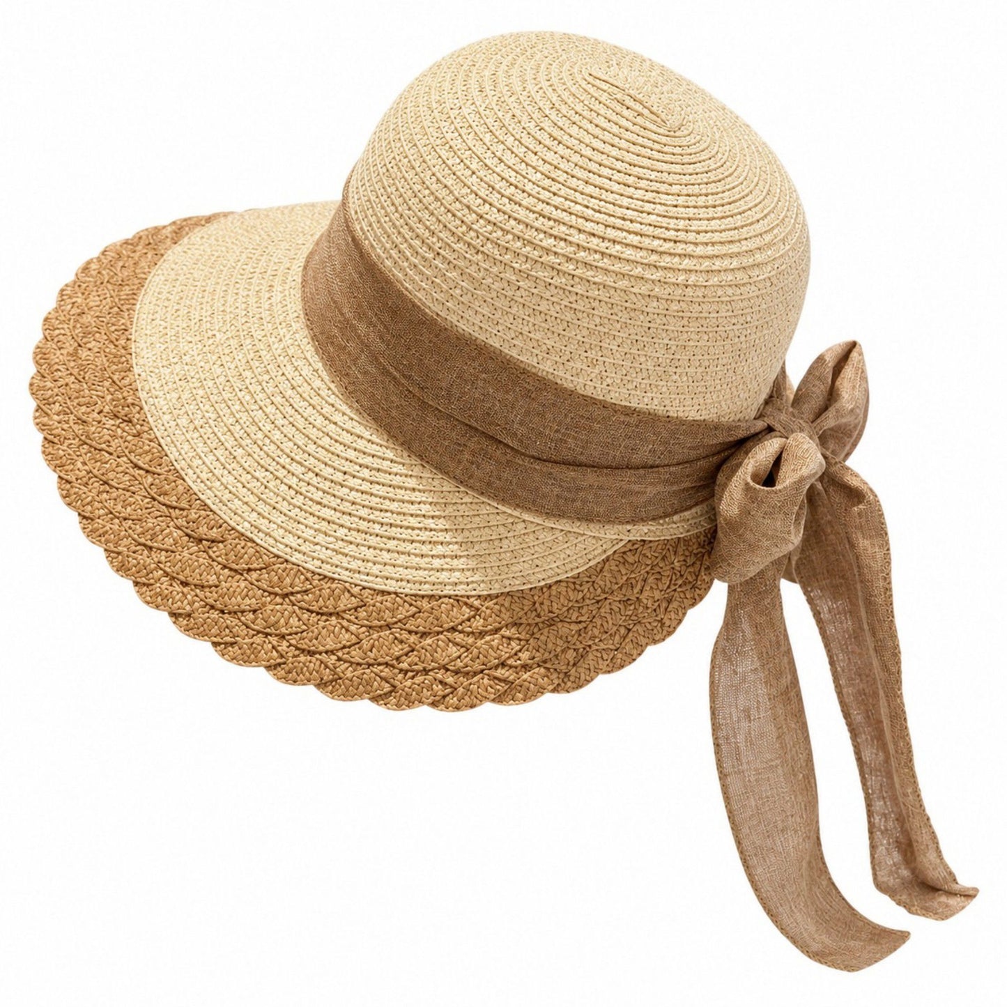 Summer Sun Hat for Women - Wide Brim Straw Hat with Elegant Bow Detail