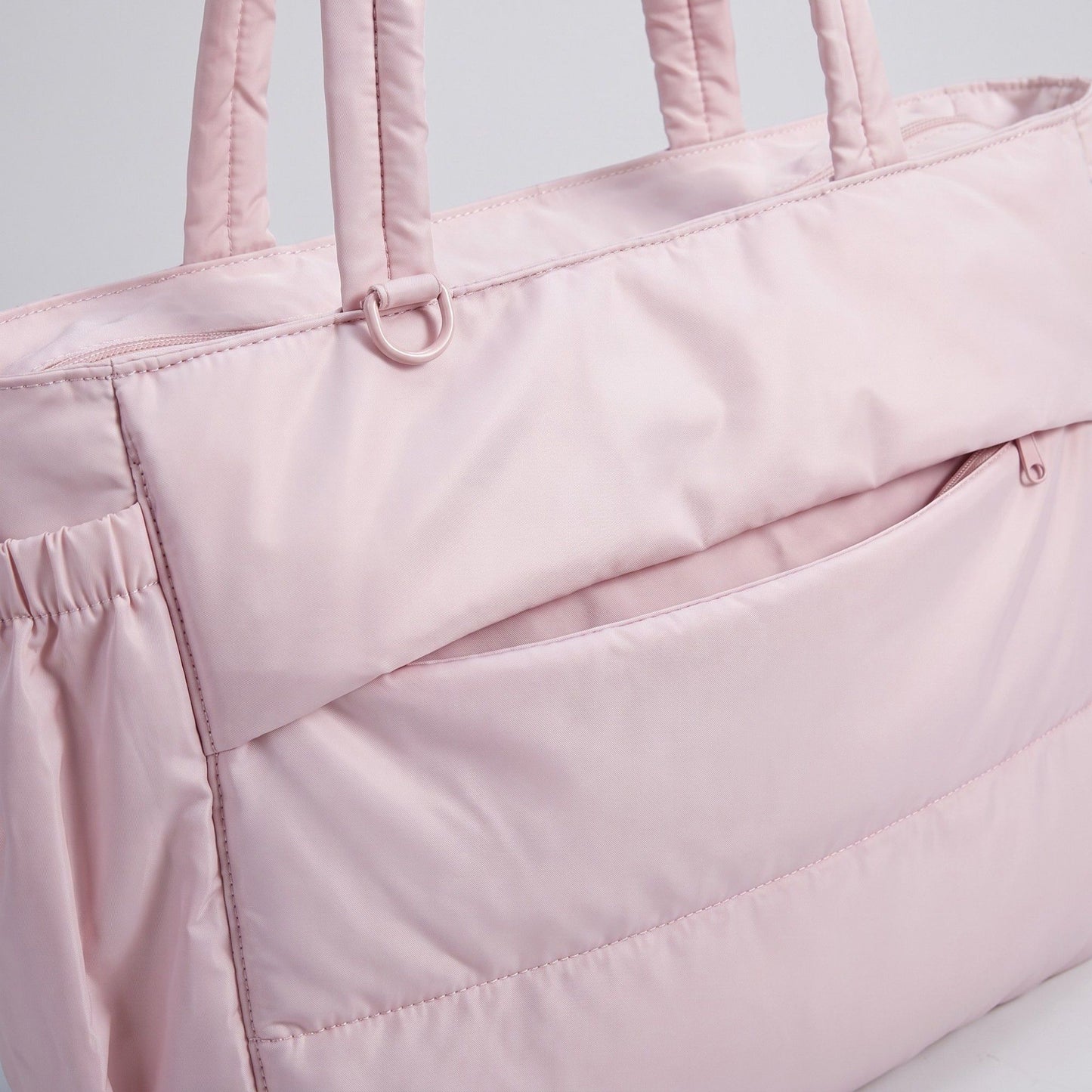 Oversized Padded Tote Bag with Multi Outer Pockets and Long Padded Shoulder Straps 16.5x6.1x13in