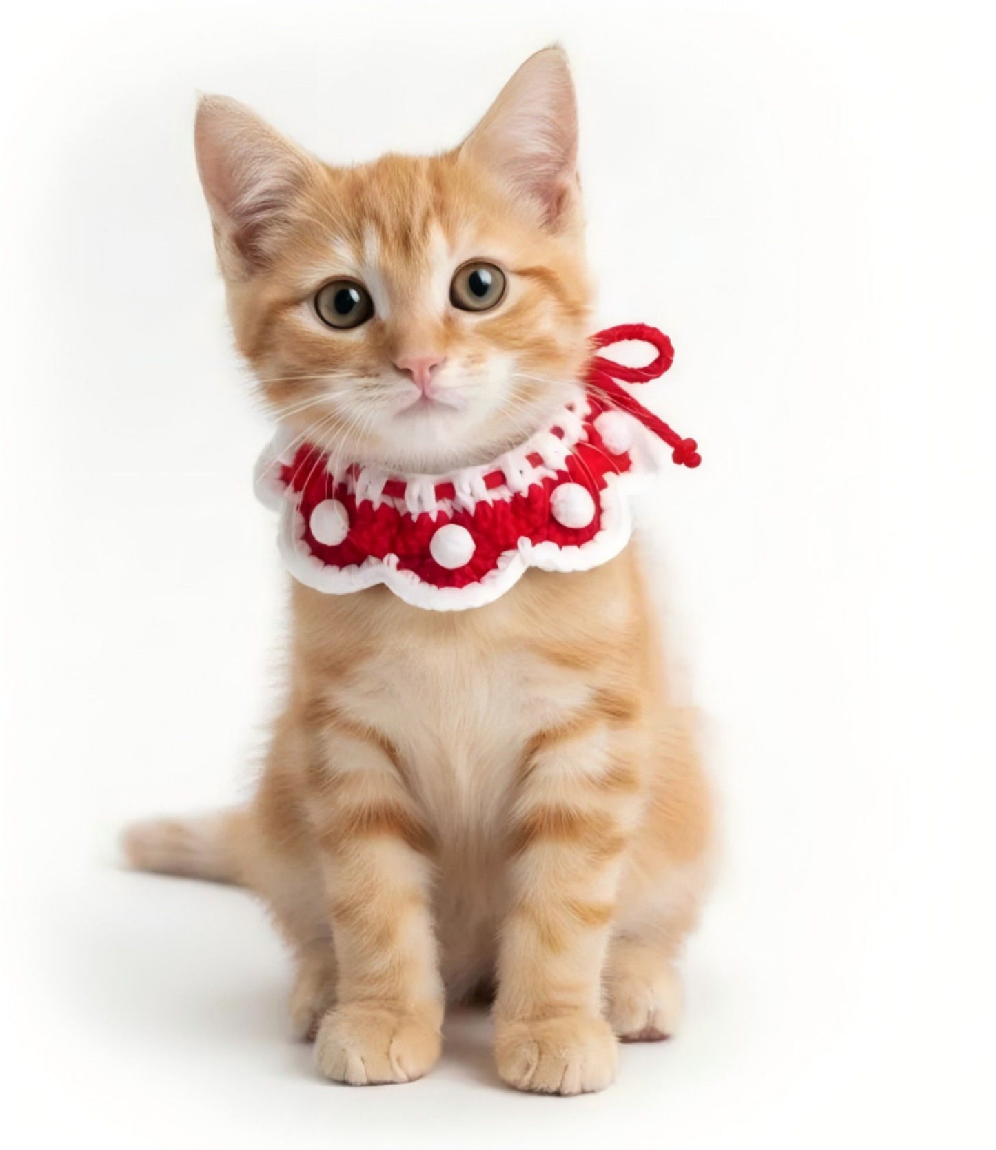 Pet Crochet Collar with Pom-Pom Decorative Neck Accessory for Dogs and Cats