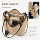Woven Straw Style Tote Bag Large Capacity Shoulder Bag with Faux Leather Trim