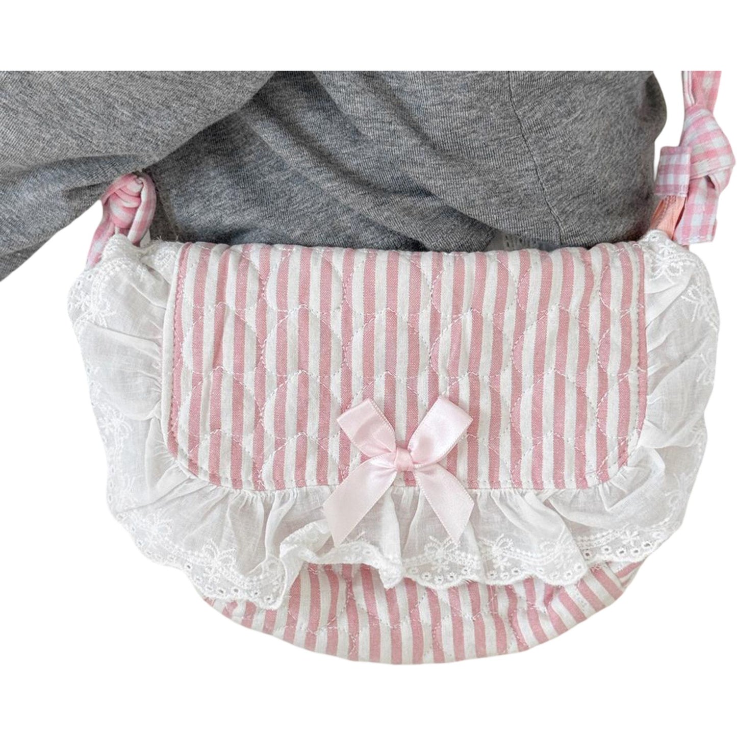 Cotton Crossbody Bag with Zipper Closure and Interior Pocket
