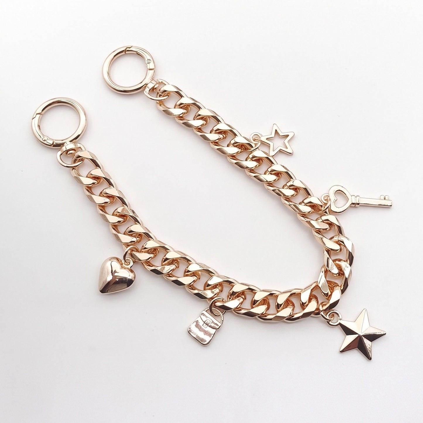 Decorative Chain Bag Strap with Charms and Ring Clasps