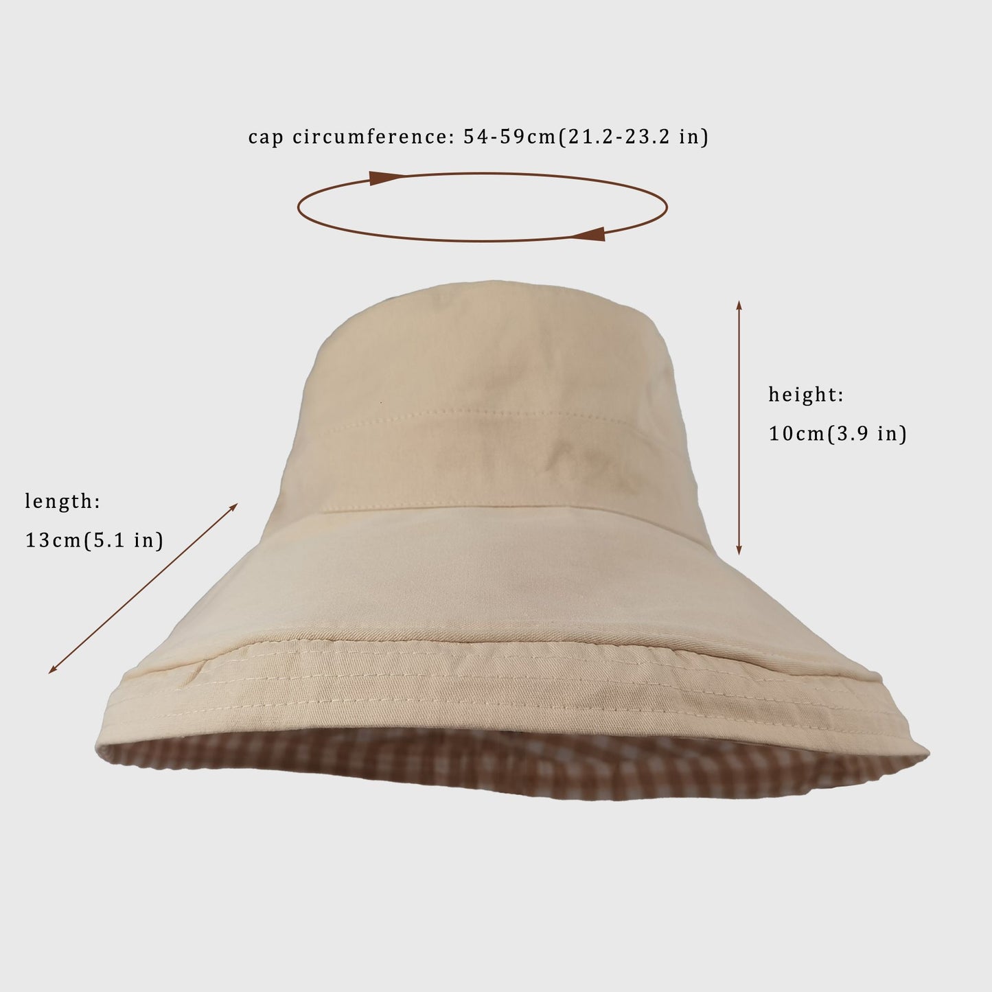 Women's Reversible Checkered Bucket Hat with Chin Strap