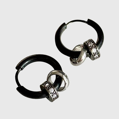 Women's Huggie Hoop Earrings with Ring Detail