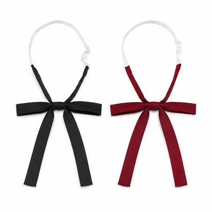 2 Pack Adjustable Pre Tied Long Ribbon Bow Ties for School Uniform Shirts