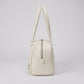 Smooth Grain Rectangular Boston Shoulder Bag with Fixed Long Top Handles & Full Zip Closure 11.8x7.1x4.7in