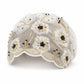 Floral Beaded Mesh Cloche Cap with Scalloped Trim